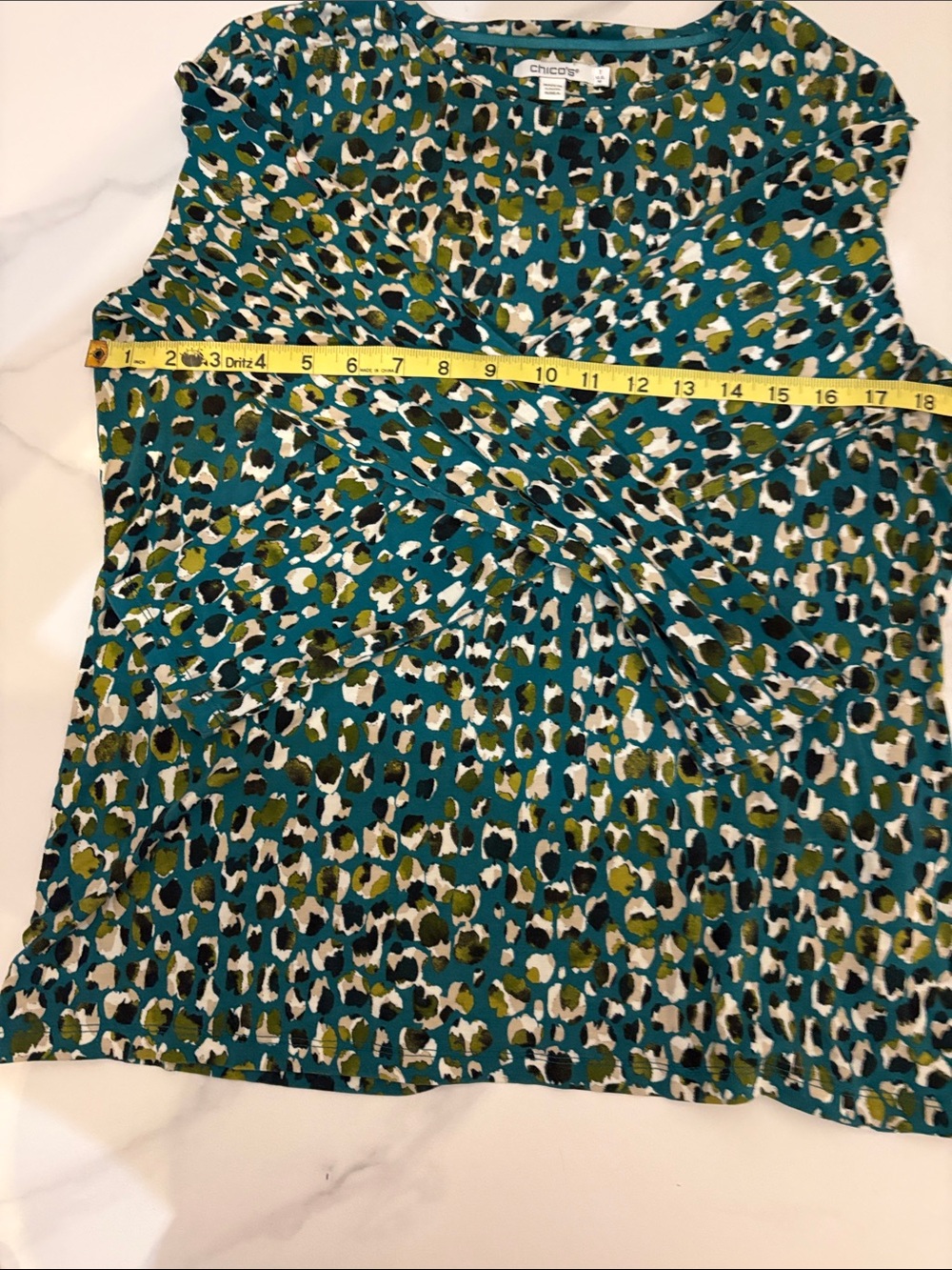 Chico's Teal Animal Print long sleeve Top